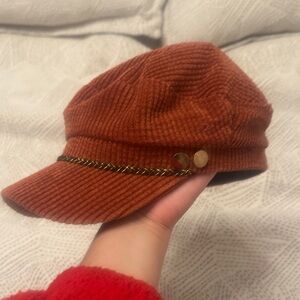 Corduroy Newsboy Cap in Rust